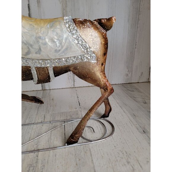 Pier 1 ? Metal glitter reindeer Xmas home decor unique deer buck figure - Picture 5 of 10